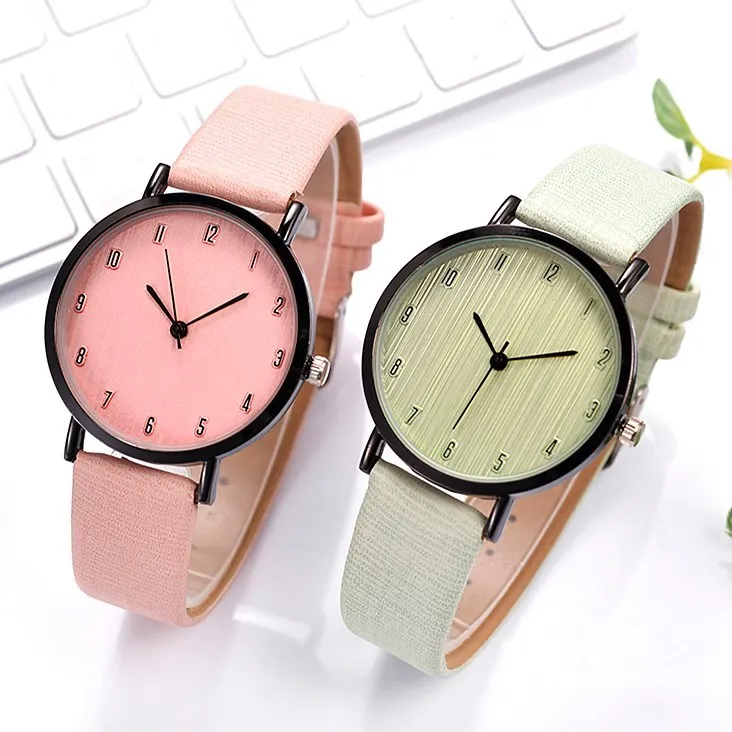 

Elegant and stylish round girl watch Women's Casual Quartz Leather New Strap Watch Analog Wrist Watch