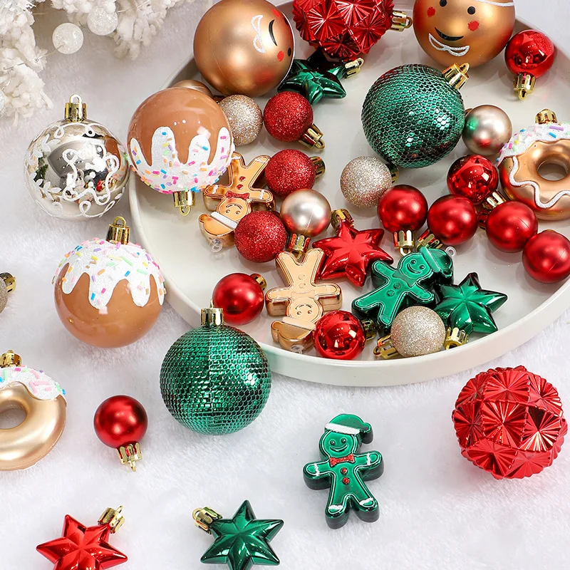 42Pcs 6cm Christmas Ball Gingerbread Man Xmas Tree Hanging Ornaments Christmas Party Home Decoration New Year Gift Navidad 2025