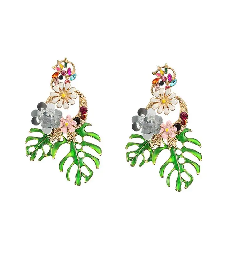 Long Tassel Flower Earrings For Women 2024 Vacation Style Elegant Eardrop Birthday Gift Wedding Decoration