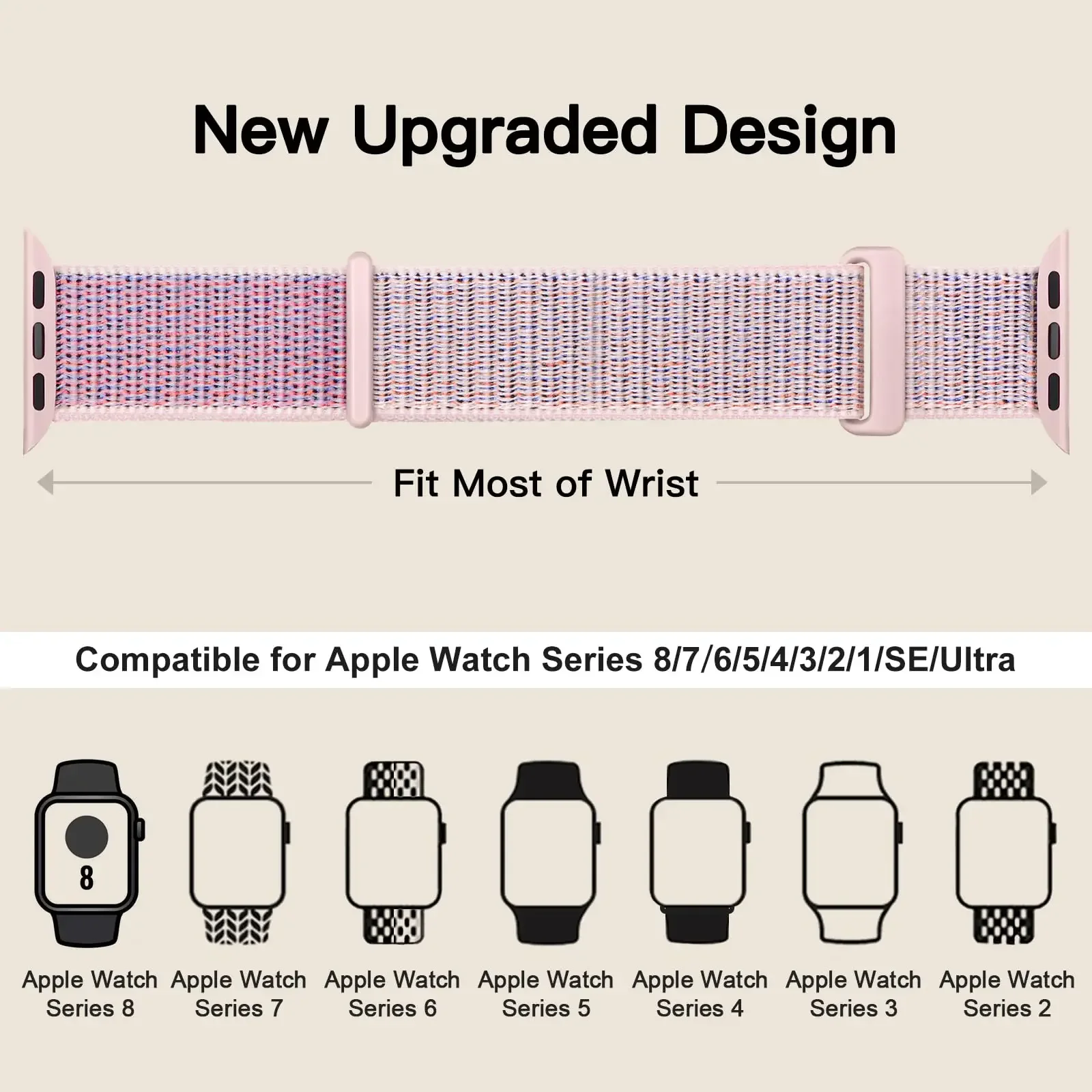 Nylon Loop Strap for Apple Watch Band 40mm 44mm 45mm 42mm 41mm 38mm Smart Belt Bracelet for IWatch Ultra 49mm 8/7/6/SE/5/4/3