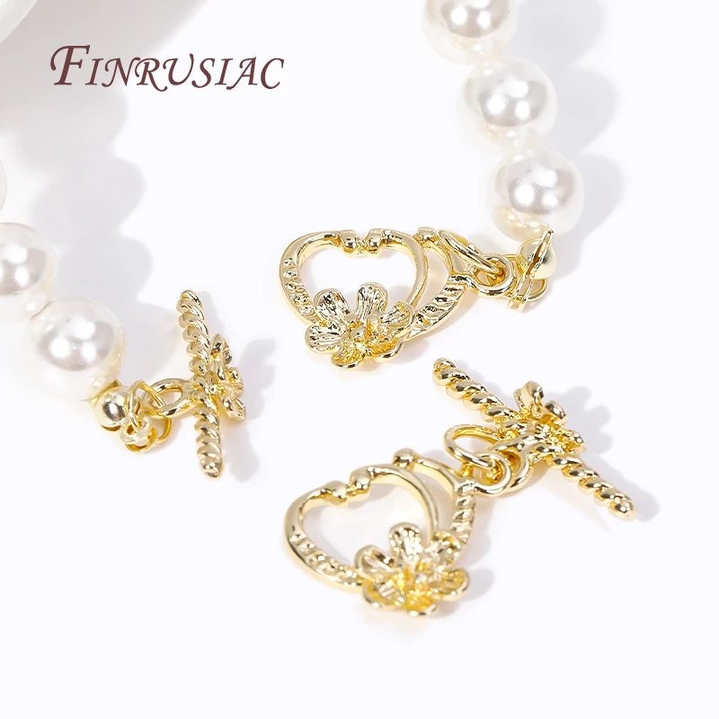 Jewelry accessories 18k gold plated heart with flower OT clasp for necklace supplies fashion end beads toggle clasps DIY jewelry making accessories