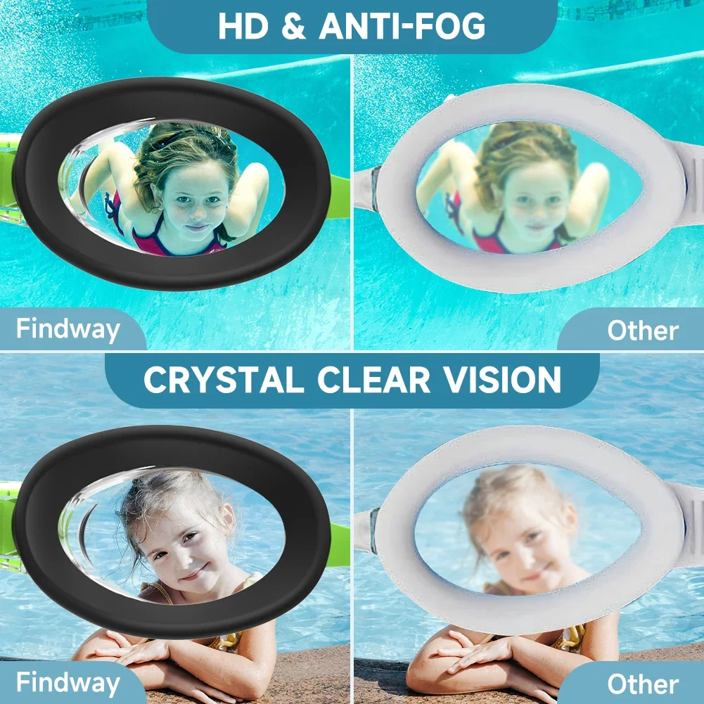 Findway Child Swimming Glasses Upgrade Waterproof Anti Fog UV  Professional Diving Swimming Glasses Eyewear Kids for Age 3-10