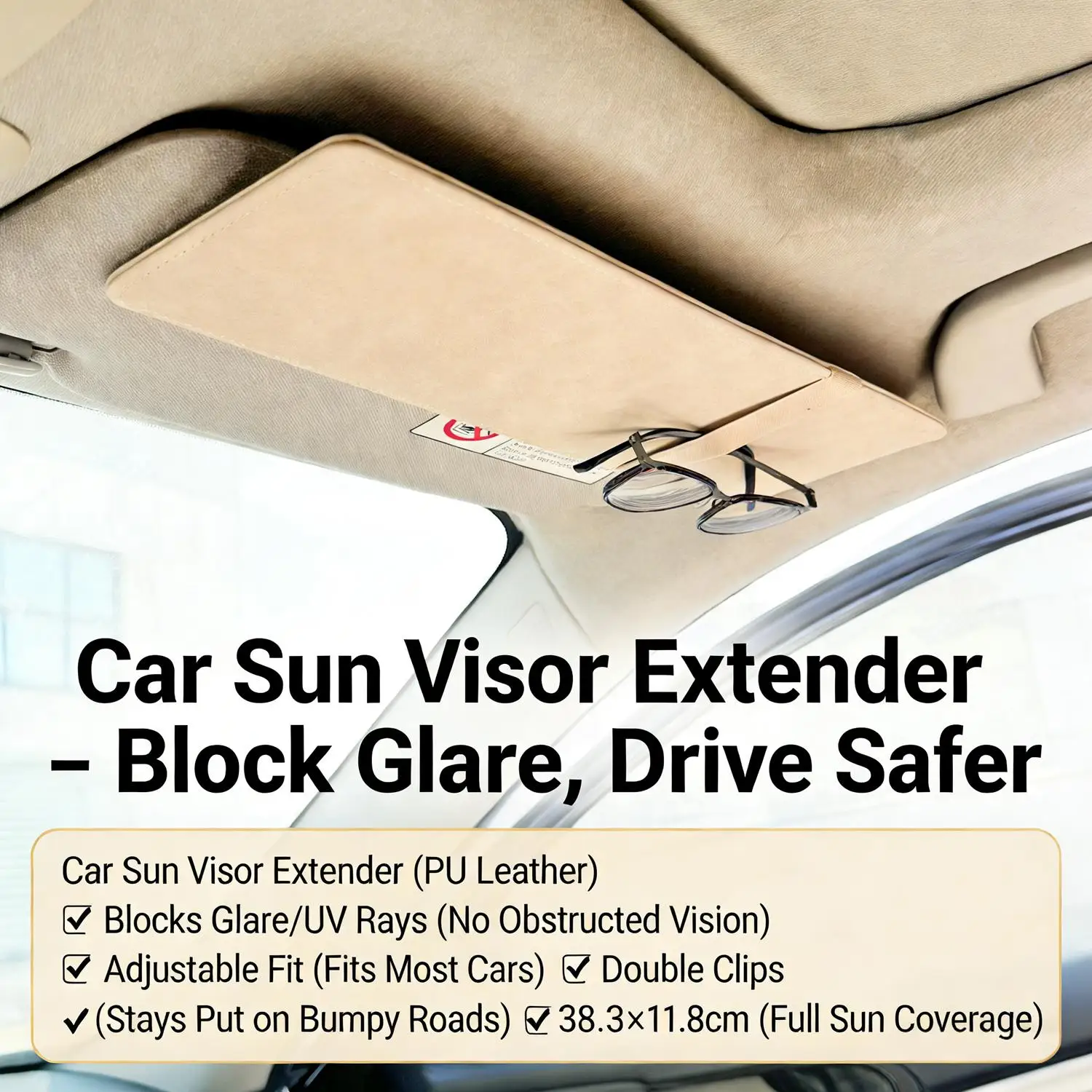 Auto-Sonnenblenden-Erweiterungspanel aus leichtem Wildleder – Blendschutzabdeckung ohne Sichtblockierung – Sonnenblenden-Plattenverlängerung – Detail 5