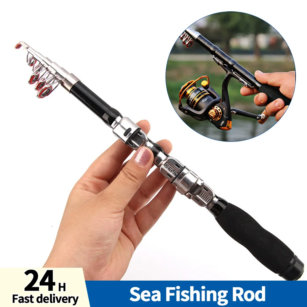 Telescopic Mini Sea Fishing Rod Outdoor Portable FRP Carbon Fiber Pocket Spinning  Rods Pole Black Fishing Pesca Tackle Accessory - AliExpress