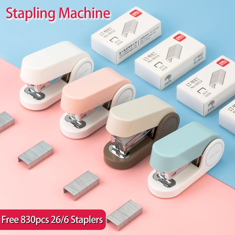 Mini Stapler Office Supplies 24/6 26/6 830 Staples 20 Sheets Capacity Stapling Machine Paper Storage Portable Staplers School