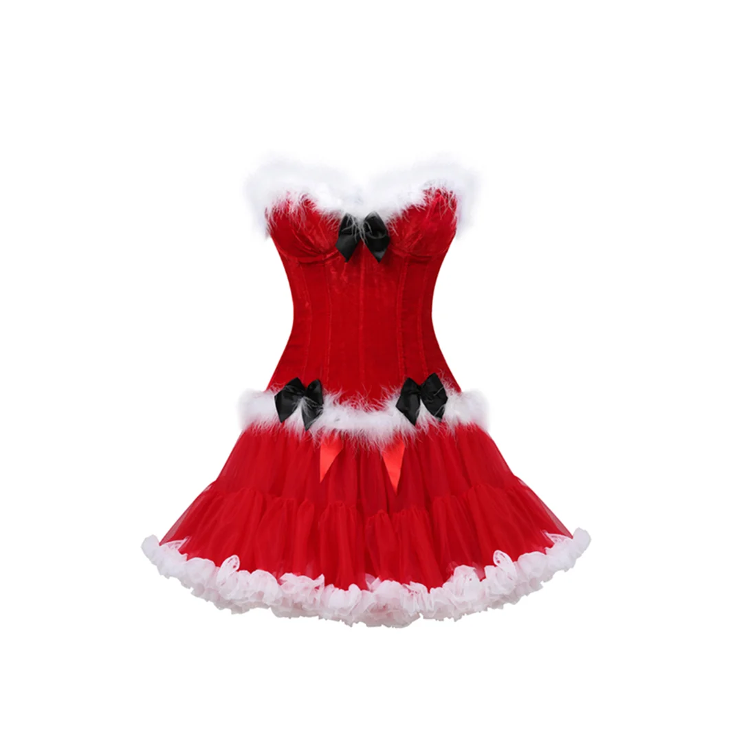 Sexy Red Black Velvet Dress Cosplay Santa Claus Costume Outfit ,New Women Sexy Christmas Lace Up Erotic Costume Party Lingerie