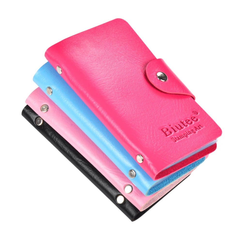 Biutee 24 Slots Nail Art Stamp Plate Stamping Plates Holder Storage Bag  Durable PU Leather Cases Stamping Template Storage 6