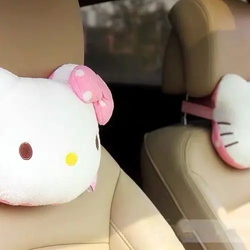 

New Fashion Kawaii Kitty Cartoon Plush Doll Car Headrest Neck Pillow Soft Stuffed For Car Decoration Girls Women Gift Accessorie