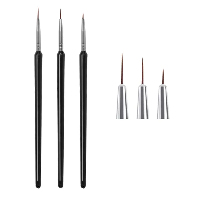 

Professional Nail Art Brushes 3Pcs Set for Acrylic DIY Liner Drawing and French Painting with Flower Design Stripes Lines