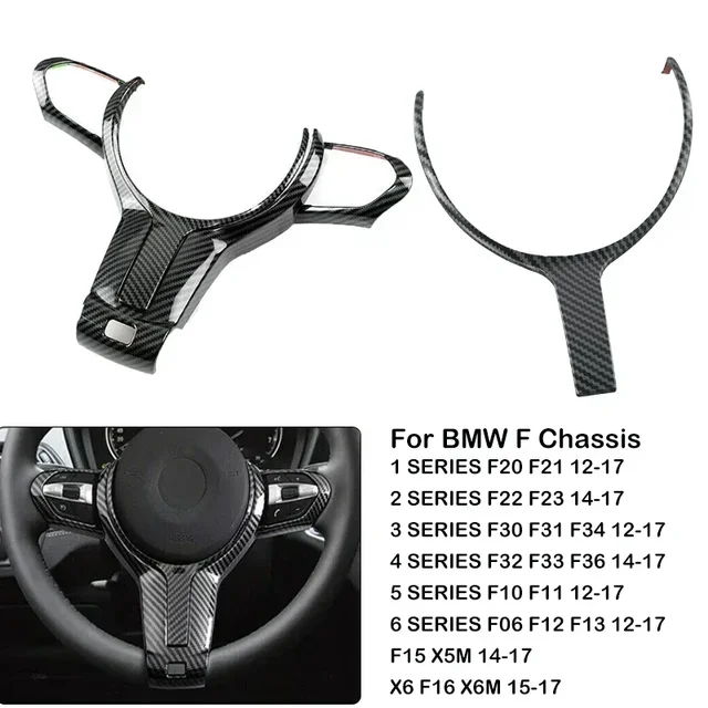 Car Steering Wheel Panel Decoration Cover Trim Moulding Sticker For BMW F Chassis 1 /2/3/4/5/6 SERIES F20 F21 F22 F23 F30 F31 1