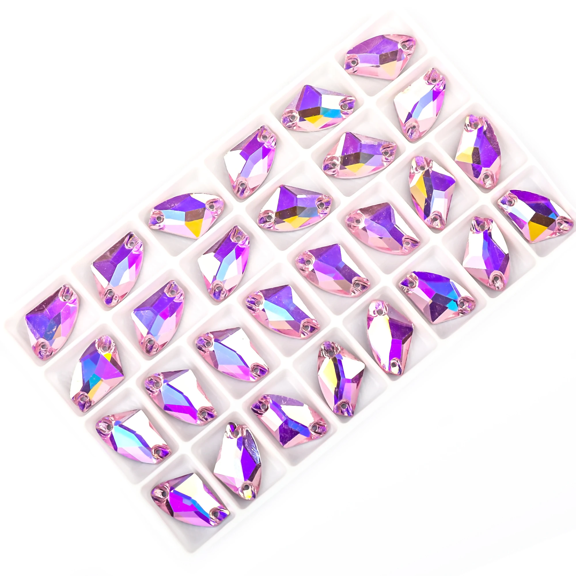 VC Aufnähbare Strass-Kristalle in Axtform, AB-Kristalle mit flacher Rückseite für Kleidung, Muschelperlen für Hochzeitskleider zur Dekoration, DIY – Detail 5