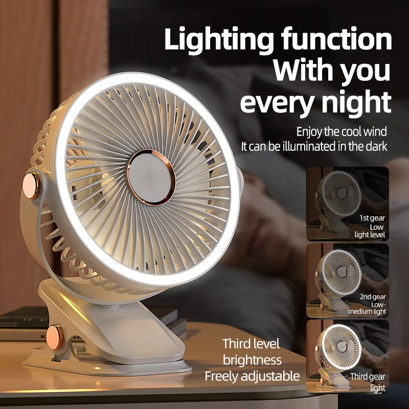 8000mAh Camping Fan Rechargeable Desktop Portable Air Circulator Wireless Ceiling Electric Fan With LED Light Clip-on Home Fan