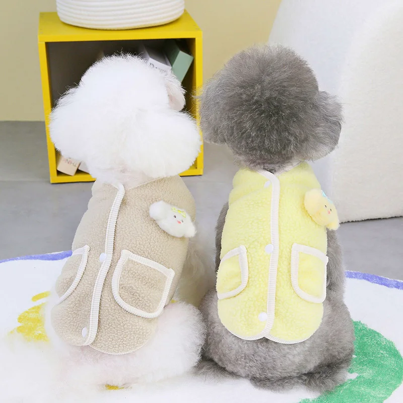 Winter New Cartoon Pet Jacket Cute Puppy Cardigan Comfortable and Warm Teddy Vest Fashion Dog Clothes XS-XL