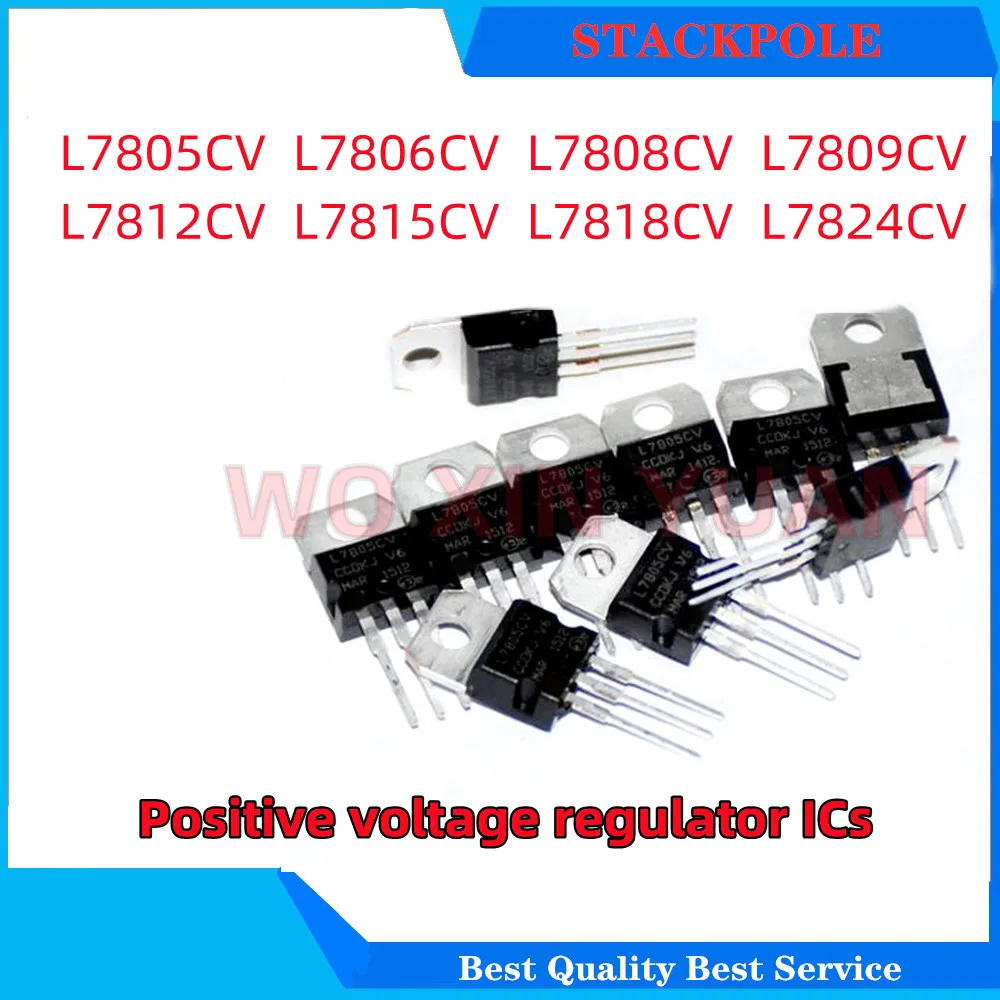 

5PCS L7805CV L7806CV L7808CV L7809CV L7812CV L7815CV L7818CV L7824CV TO220 TO-220 Voltage Regulator Electronic Parts