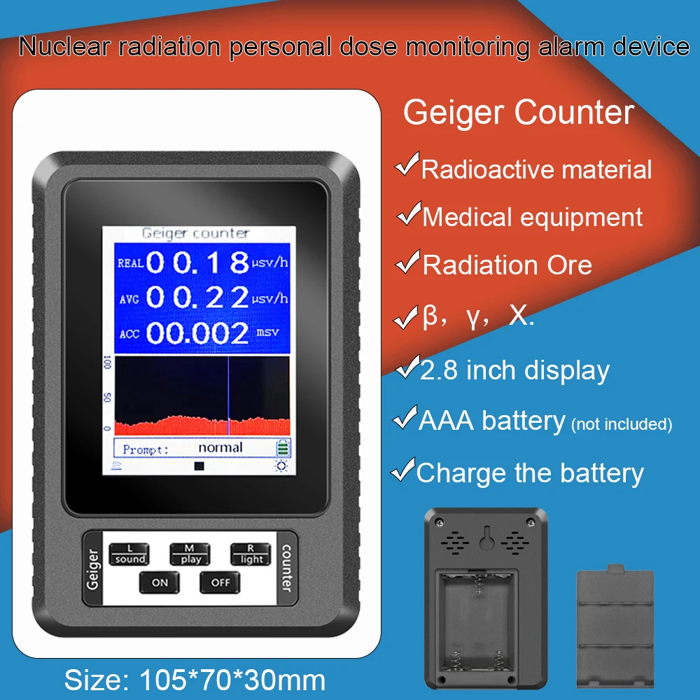 KKMOON Geiger Counter Radiation Dosimeter Nuclear Radiation Detector Radioactive Tester Detector Radioactivity