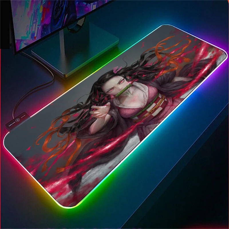 

Kamado Nezuko Large Mouse Pad RGB Mousepad RGB Desk Mat Gaming Mouse Pad Gamer XXL Mause Pad LED Mousepad For PC Mice Keyboard