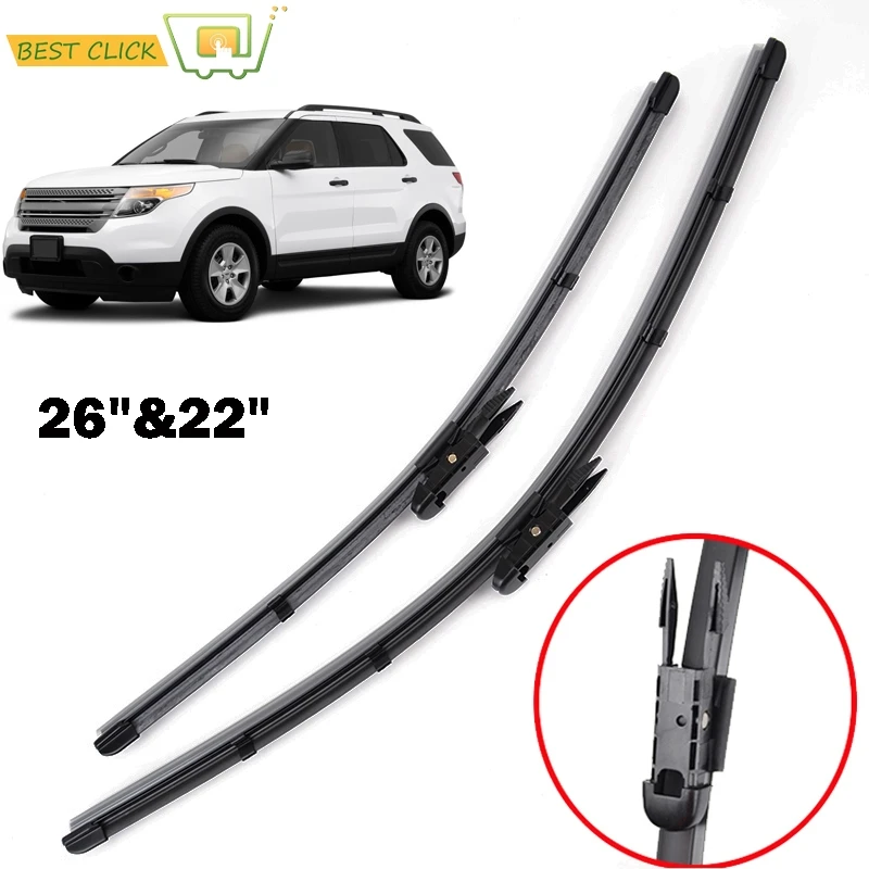 Misima Windschutzscheiben-Scheibenwischerblätter für Ford Explorer 2011 2012 2013 2014 2015 2016 2017, Frontscheibenwischer (nicht U-Typ)