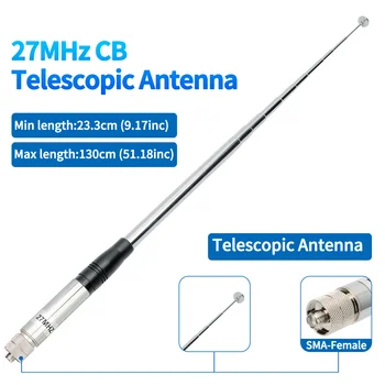 Antenna CB telescopica portatile SMA-femmina da 27 MHz per BJ-8300 BJ-7800 Iradio UV-98 PLUS BinTolk BT8200 Radtel RT-860 RT-950PRO