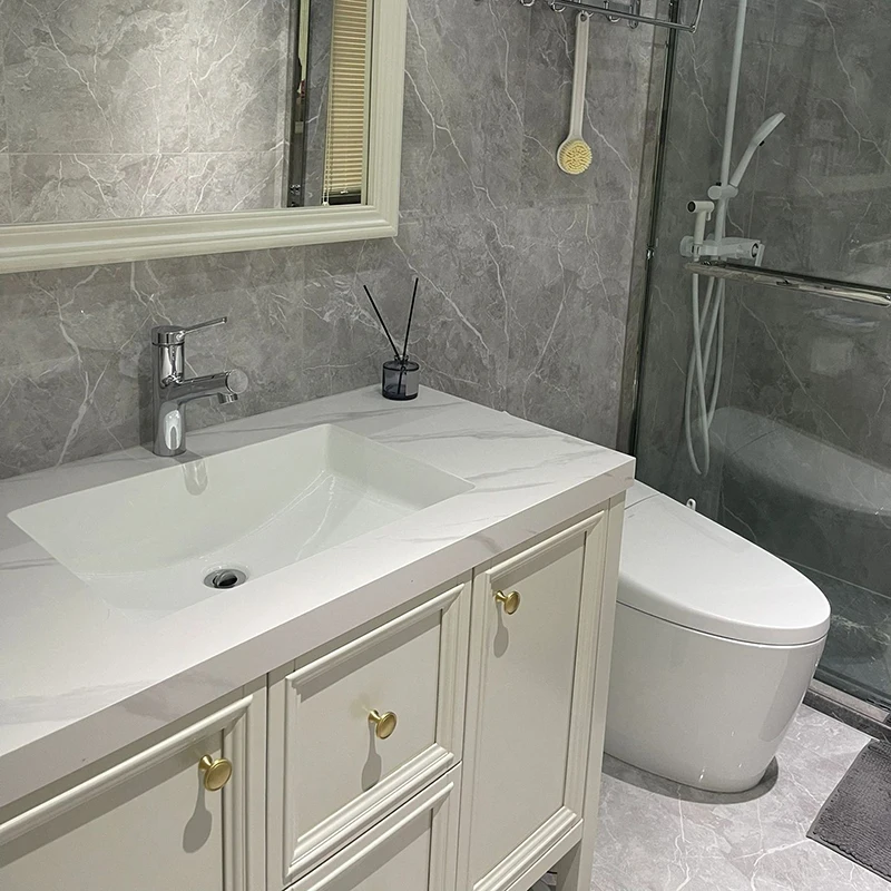 French American Bathroom Cabinet Wood Light Luxury Oak Shelves Storage Organizer Vanity Unit Gabinete Banheiro Bathroom Cabinet