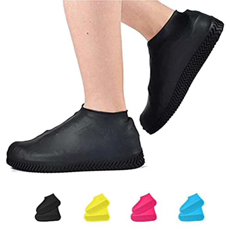 2PCS Rain Shoes Covers Reusable Waterproof Slip-resistant Rubber Rain Boot Overshoes Walking Shoes Accessories For Outdoor
