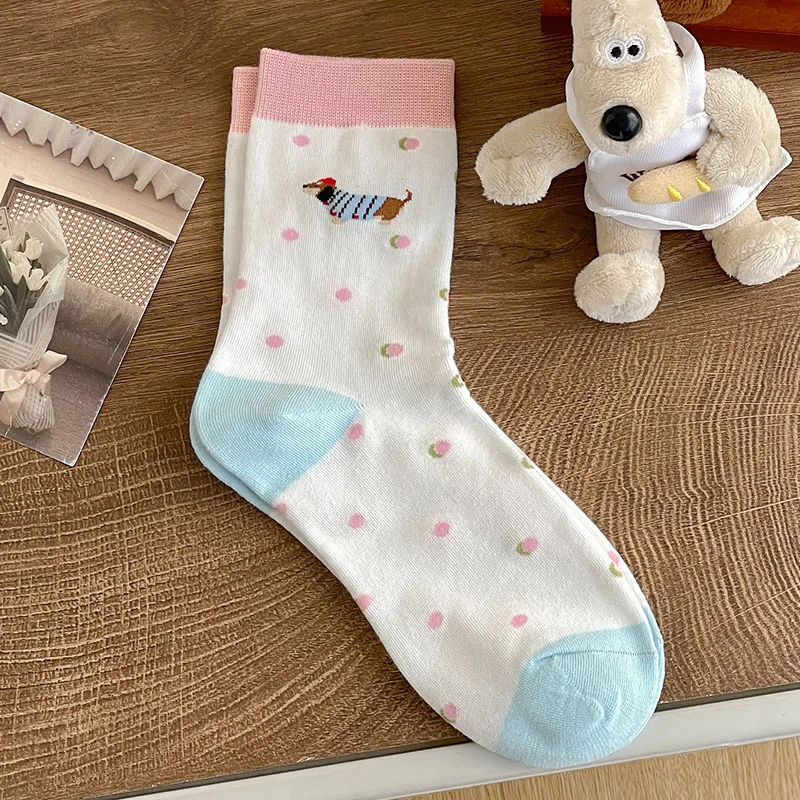 1 Pair Pink Blue Dot