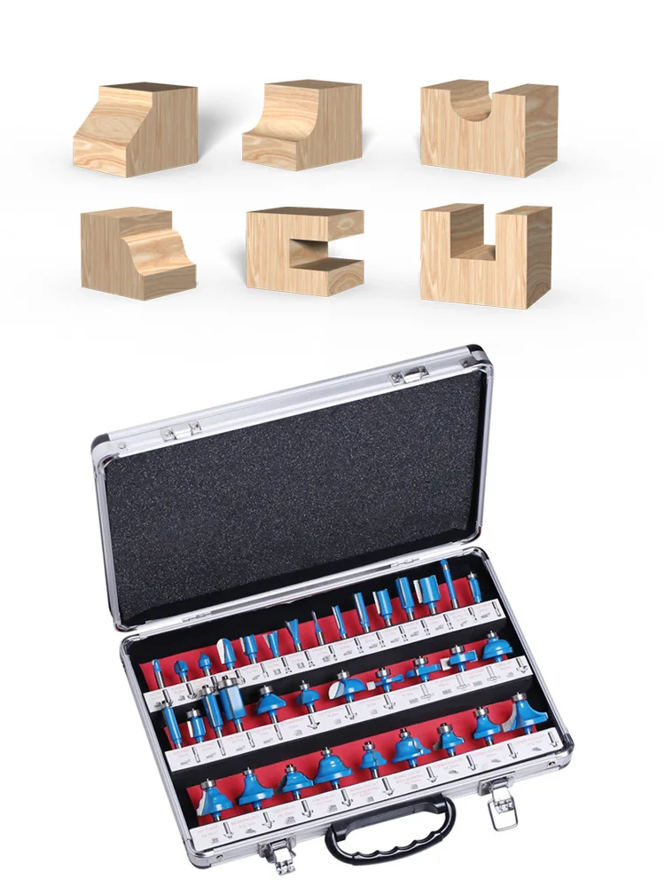

35pcs 1/4 Shank Milling Cutter Head Set Woodworking Router Bits Flush Straight Chamfer Engraving Machine Tool for DIY Woodwork