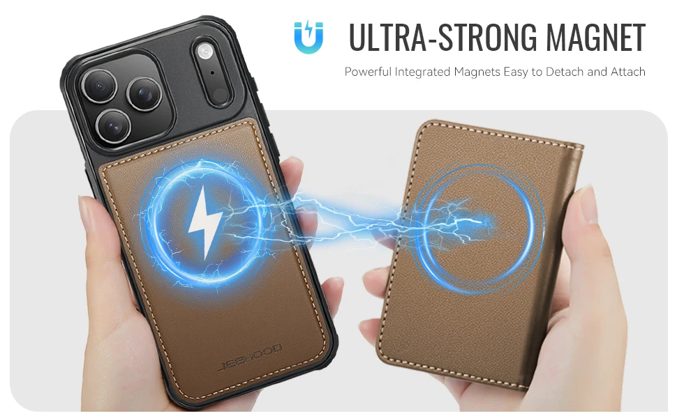 Premium 2-in-1 Detachable RFID Zipper Magnetic Leather Wallet Case