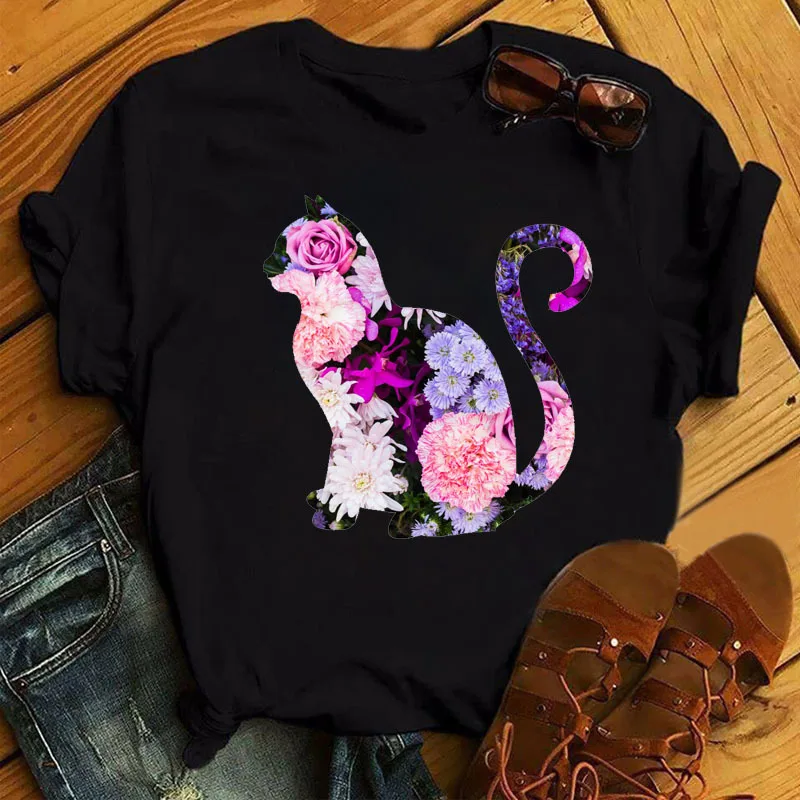 

Женская футболка с коротким рукавом и круглым вырезом, свободного покроя