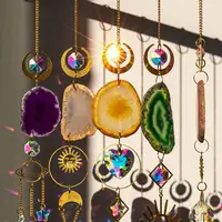 45cm Sun Catcher Natural Stones Agate Crystal Wind Chime Rainbow Making Diamond Prisms Pendant Dream Catcher Hanging Garden Deco 1