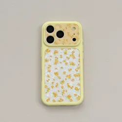 Charming Yellow Floral Shell Texture Spring Aesthetic Phone Case - iPhone 15 (1)