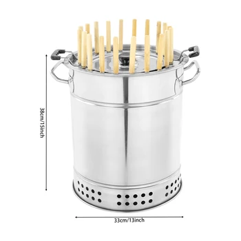 13*15in Silver Portable BBQ Charcoal Grill, Barbecue Grill, Stainless Steel Charcoal Grill with 20 Skewers for Picnics, Camping 1