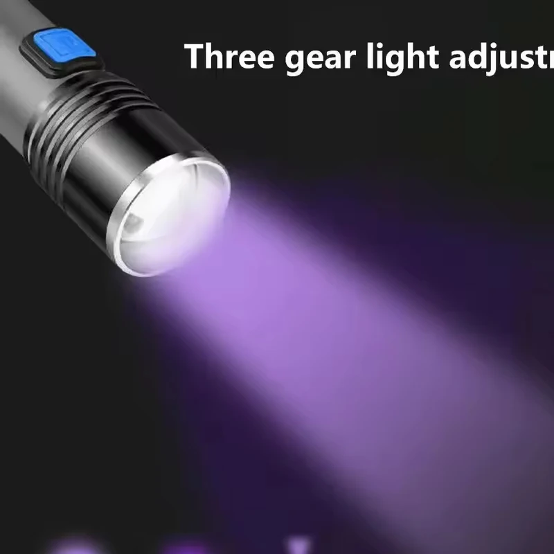 UV Flashlight For Pet Urine Detection Resin Cured 395nm UV Flashlight Black Light Zoom USB Rechargeable