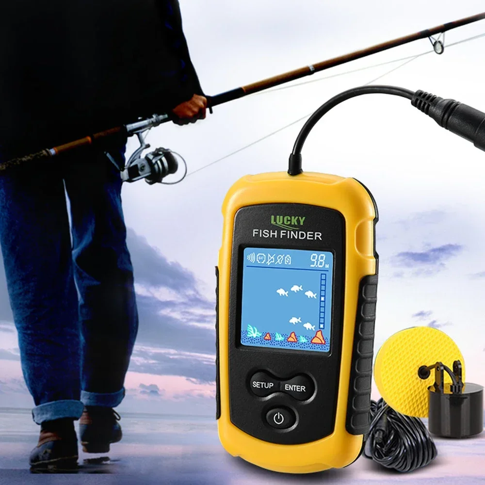 Lucky LCD Color Screen Portable Wired Fish Finder 100M Depth Range Sonar Echo Sounders Fishfinder Fishing Finder fish finder