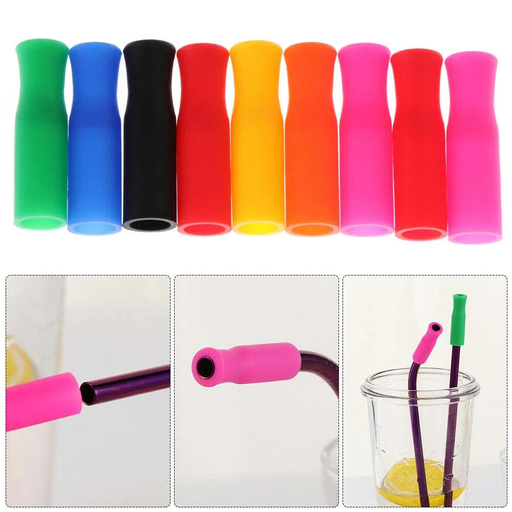 Caps Anti Burn Teeth Protector Bar Reusable Stainless Steel Straw Food Grade Accessories Silicone Tip No Rattle Cover 6mm 20pcs,straw protector caps