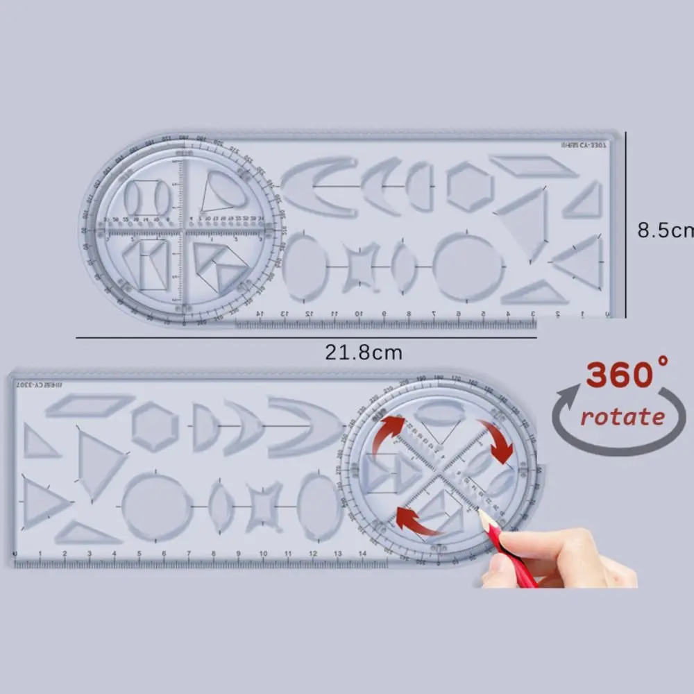 Multi-function Drawing Ruler Set Geometric Figure Ruler High School Mathematics Template Cute With Holes