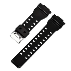 Enhanced Silicone Resin Watch Strap, 16mm, Compatible with Popular G-Shock Series - 16mm (Black Glossy)