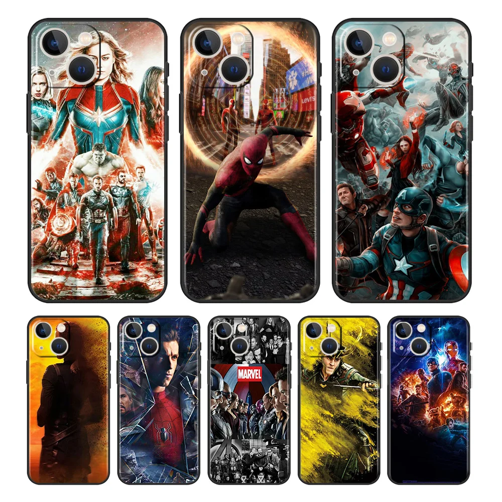 

Marvel The Avengers cool For Apple iPhone 13 12 11 mini Pro XS Max XR X 8 7 6 5 Plus SE 2020 Black Soft Silicone Phone Case Capa