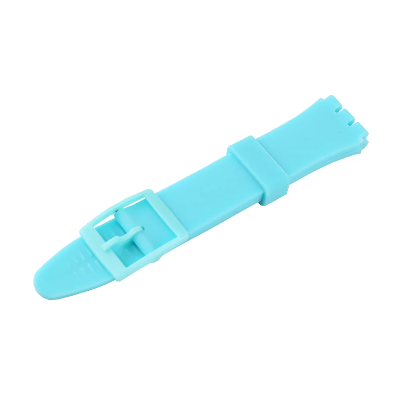 Watch strap accessories compatible for Swatch 17mm19mm colorful silicone rubber waterproof wristband bracelet for men and women