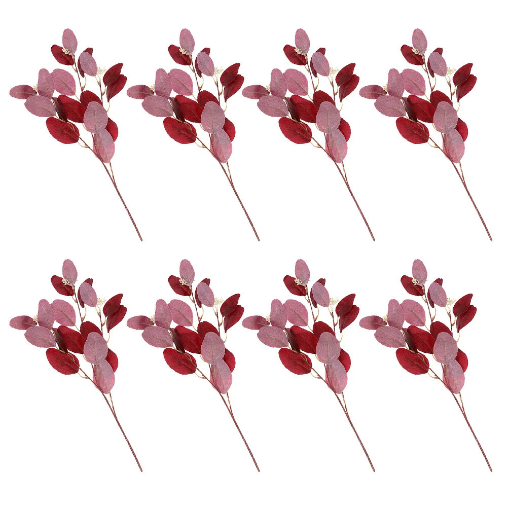 

8 Pcs Simulated Eucalyptus Leaves Artificial Stems Decor Fake Flowers Plants Simulation Decorations Vase Decors