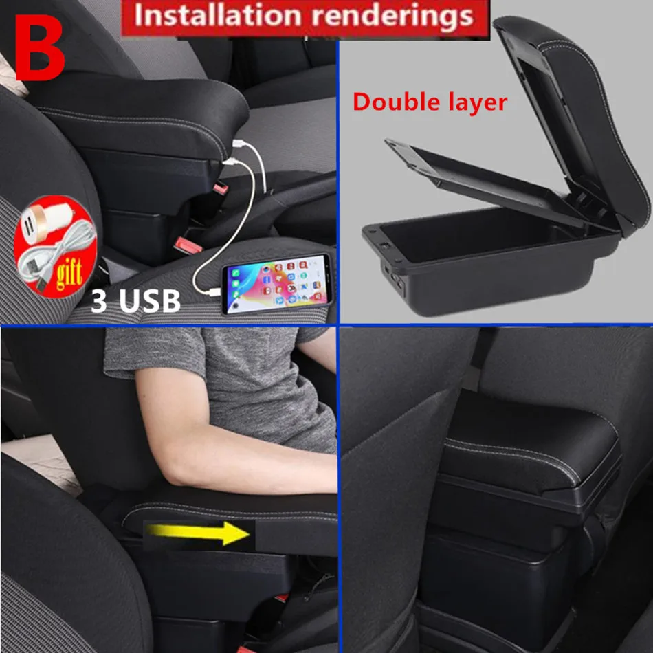 For nissan note Armrest Box For nissan note e power e12 Car Armrest Central storage  Box Retrofit with USB Car Accessories - AliExpress