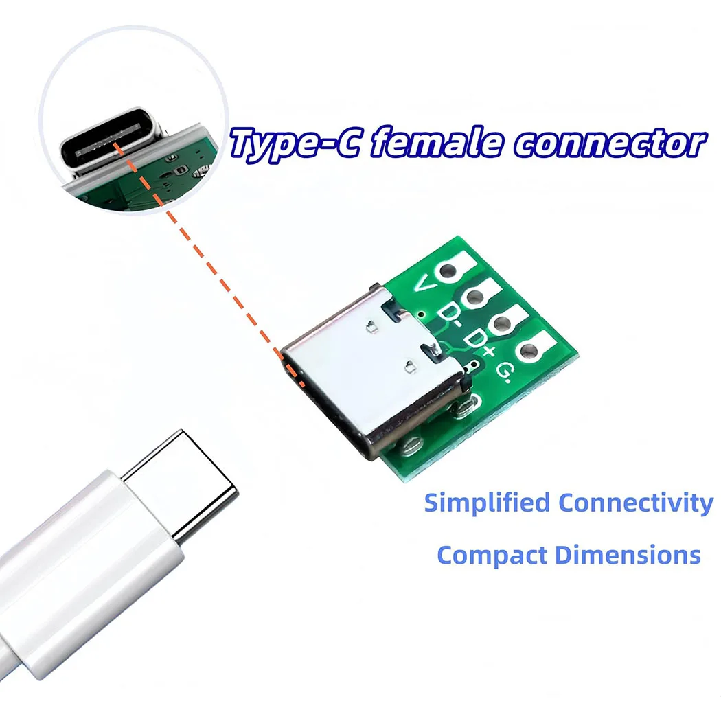 USB 3.1 타입 C 커넥터 보드 DIY 시리얼 기본 브레이크아웃 암 커넥터 USB 타입 C 브레이크아웃 보드(PCB 컨버터 보드 포함)