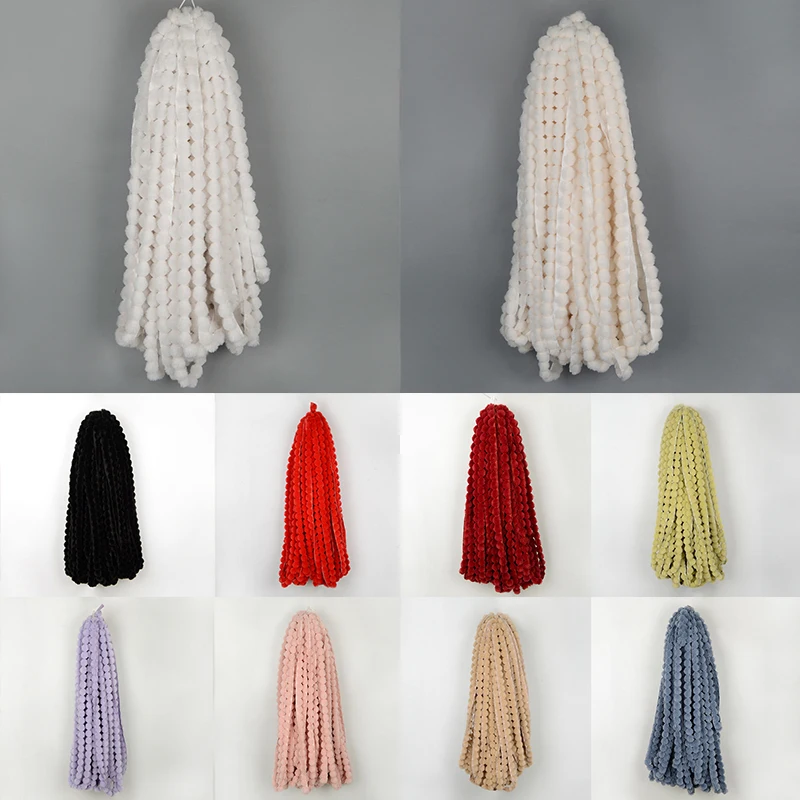 Faux Fur Ball Shape Fur Ribbon Crafts Sewing Trimming DIY Costume Edge Ribbon Furry Fluffy Sewing Craft Scarf Collar Tapes 1M