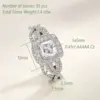 Newshe 2 Pcs 925 Sterling Silver Engagement Ring Wedding Band For Women Princess Cut White AAAAA Cubic Zirconia Classic Jewelry 4