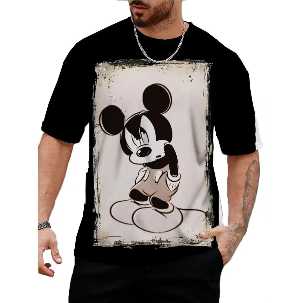 Men Disney Mickey Mouse Print T-Shirt Summer Men's Street Fashion Casual Sports Loose O Neck Quick Dry Short Sleeve Clothing Kid 5