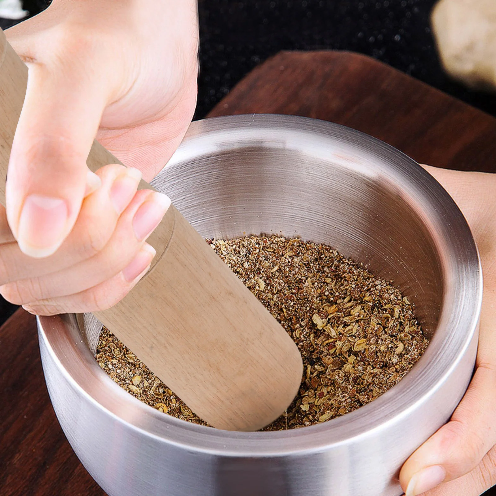 Wooden Pestle Garlic Crusher Spice Grinder Kitchen Tool Mills Wooden Muddler Wood Kitchen Muddler Dining Bar Hand Mills