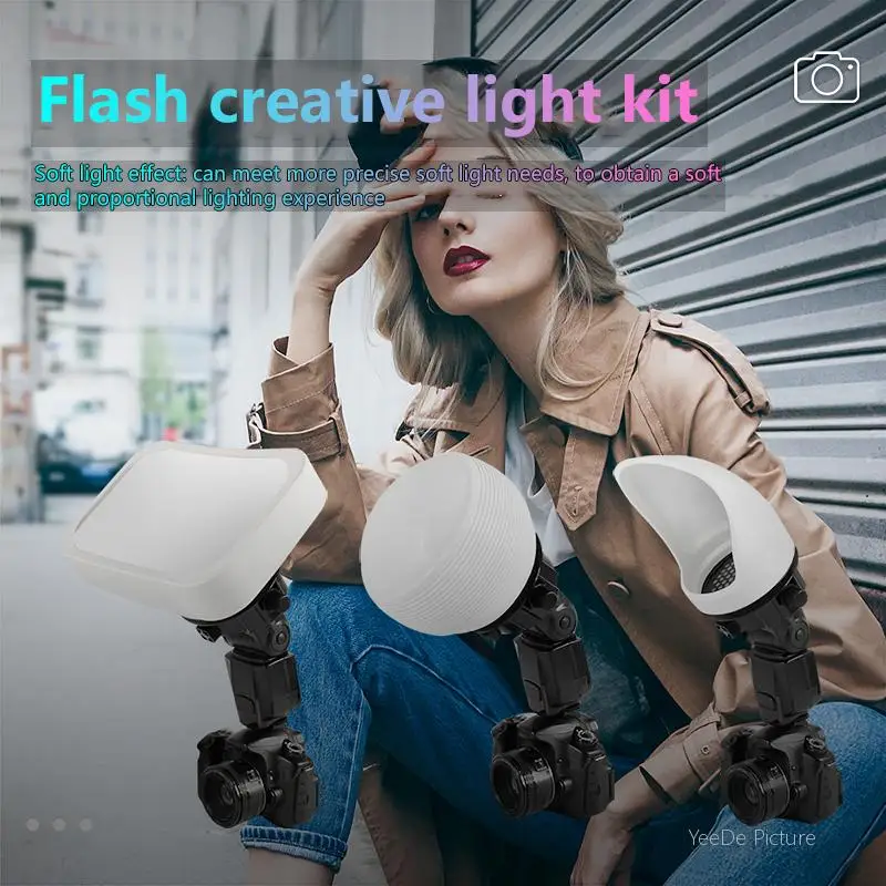 LENSGO D D15 D25 D35 Flash Diffuser Dome Bounce Universal Camera Diffuser Softbox Gel Dome Kit for Godox V1 V850iii TT685 V860 flash diffuser