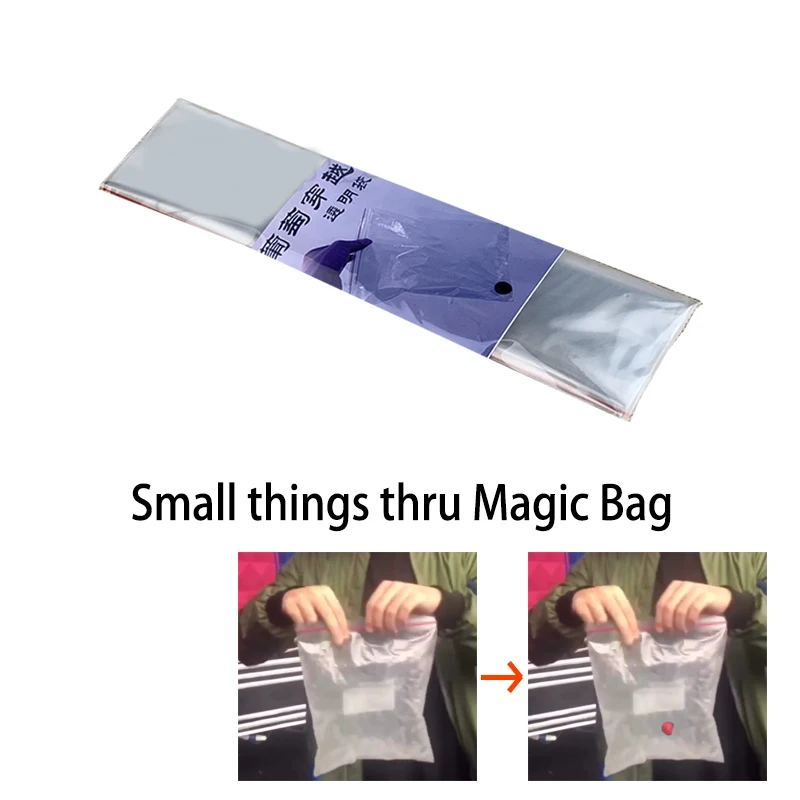 Small things thru Magic Bag Transparent Bag Magic Tricks Coins Dice Penetrate Bag Street Stage Magic Props Easy to do