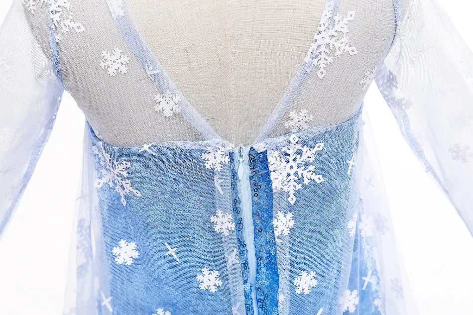 Mädchen Sommer glänzendes Freizeit kleid für Kinder Geburtstags feier Elsa Anna verkleiden Stoff Schnee königin Karneval Halloween Cosplay Kostüm – Detail 15