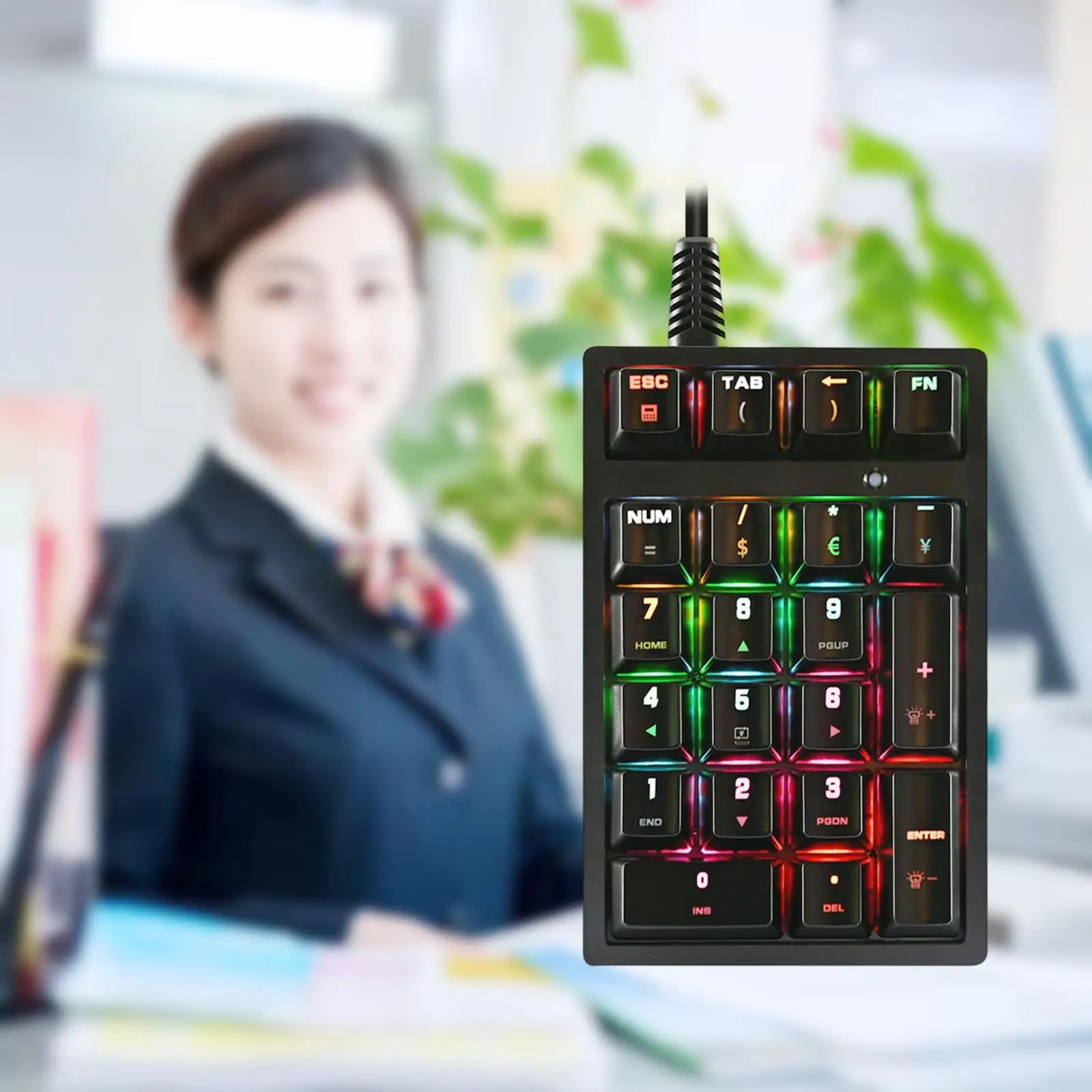 휴대용 기계식 숫자 키패드, K21, RGB 백라이트, USB 디자이너, 게이머 캐셔 데스크, 21 키