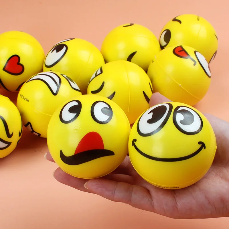 6Pcs/lot 6.3cm Smile Face Foam Ball Squeeze Stress Ball Outdoor Sports Relief Toy Hand Wrist Exercise PU Toy Balls For Children 3